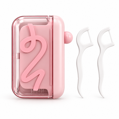 Portable Press-Dispensing Floss Case with Floss Pick Options