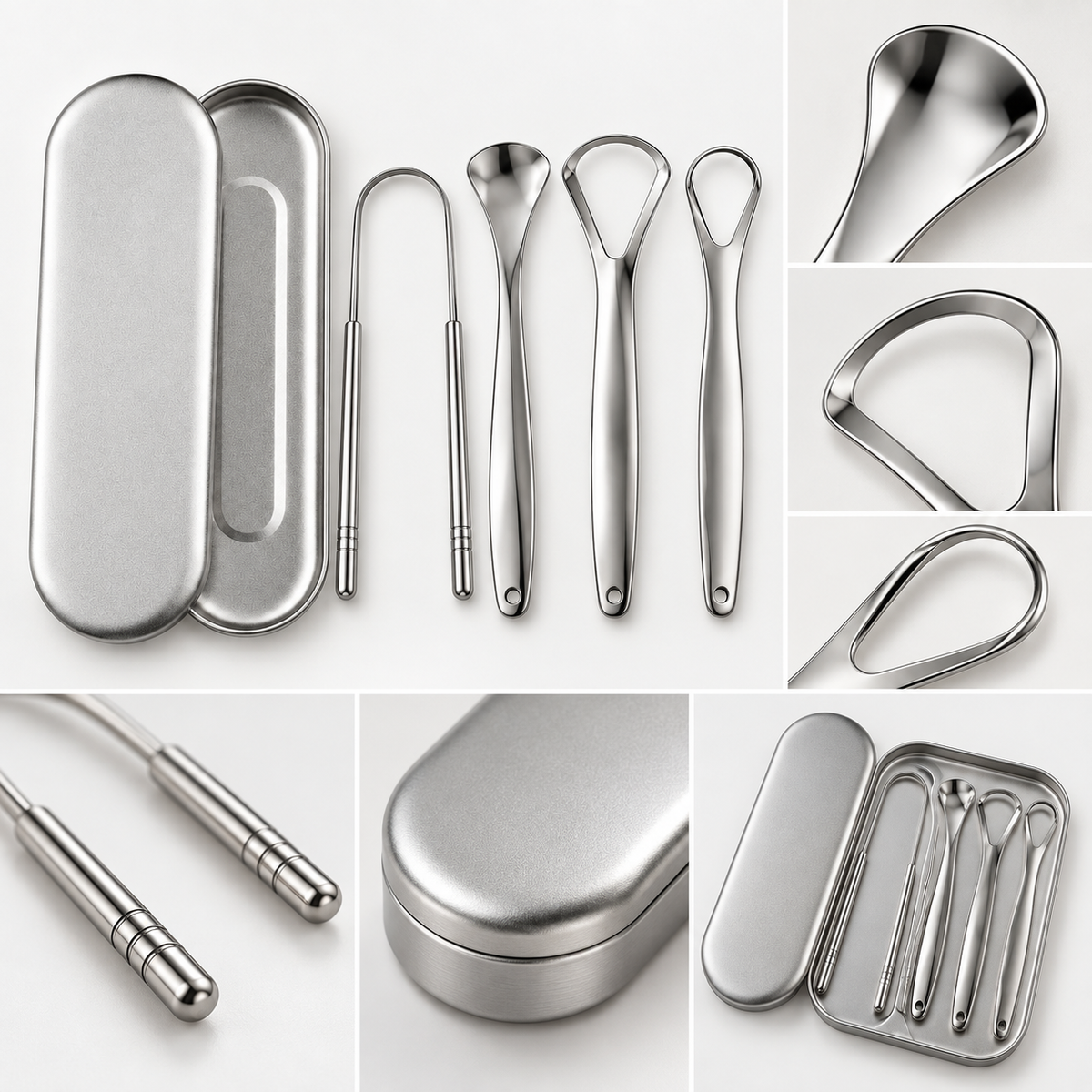 Multi-Style Tongue Scraper & Cleaning Tool Set