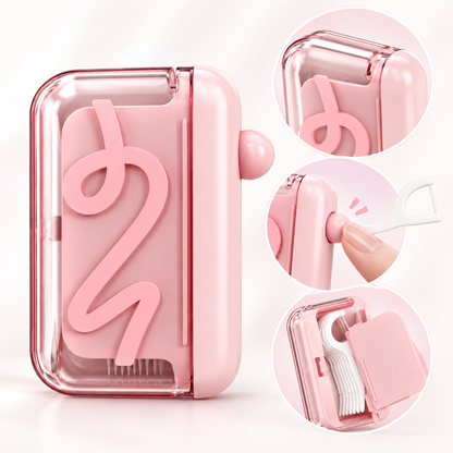 Portable Press-Dispensing Floss Case with Floss Pick Options