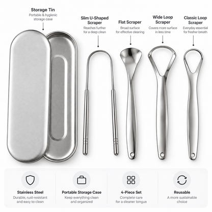 Multi-Style Tongue Scraper & Cleaning Tool Set