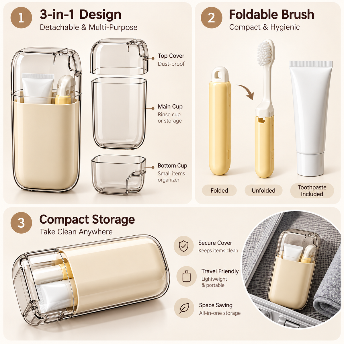 Portable Rinse Cup & Toothbrush Travel Set